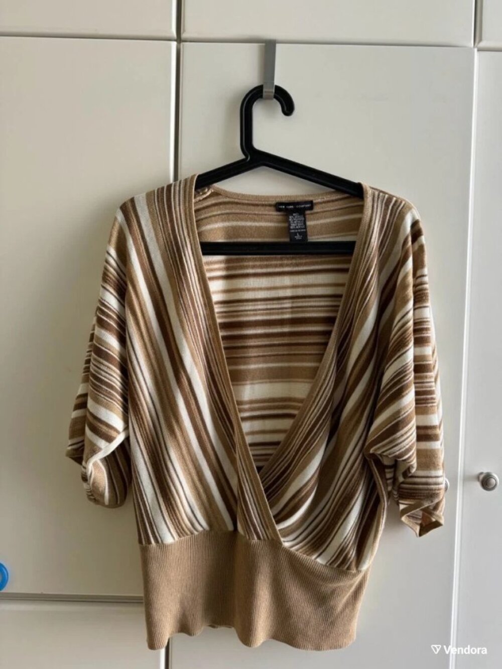 New York & Company Vintage Striped Knit Wrap Top